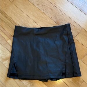NWT Black Faux Leather Mini Skort
